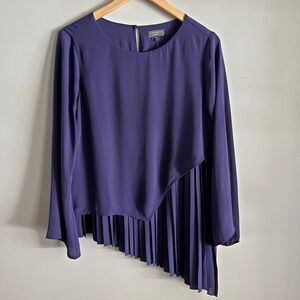 The Limited Purple Pleated Asymmetrical Blouse NWT Flowy Workwear M